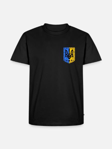 Støtte til Ukraines våbenskjold - Herre Premium økologisk T-shirt - sort