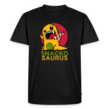 Snackosaurus avec un drôle de dinosaure T-Rex - T-shirt Premium bio Homme - noir - Devant - Nico (187cm)
