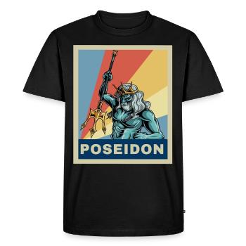 Vintage Rétro Poséidon Mythologie Grecque Cadeau - T-shirt Premium bio Homme - noir - Devant - Nico (187cm)