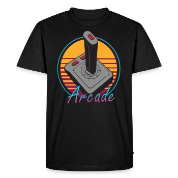 Vintage Retro 80s Gaming Arcade Joystick Video - Men's Premium Organic T-Shirt - black - Front - Nico (187cm)