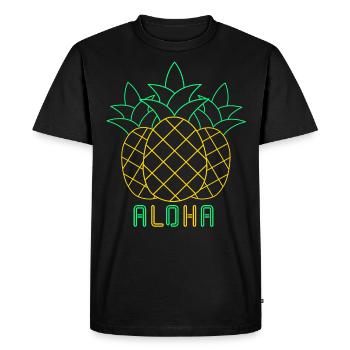 Pineapple Aloha 80s Neon Vintage Retro Summer - Men's Premium Organic T-Shirt - black - Front - Nico (187cm)