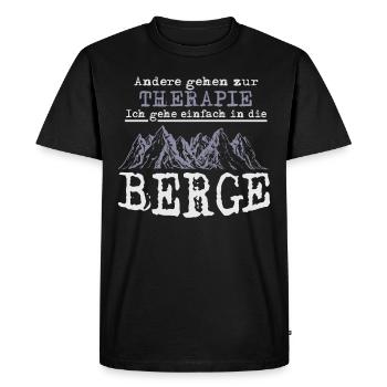 Therapie, ich gehe in die Berge - Männer Premium Bio T-Shirt - Schwarz - Vorne - Nico (187cm)