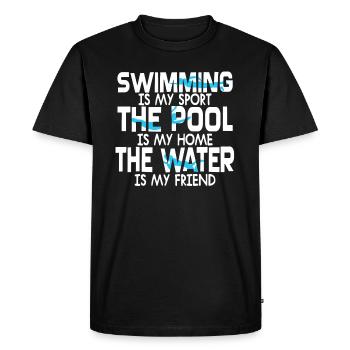 Swimming- Shirt Swimming Pool Pool Water Gift - Men's Premium Organic T-Shirt - black - Front - Nico (187cm)
