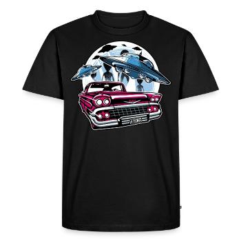alien attack on earth - Men's Premium Organic T-Shirt - black - Front - Nico (187cm)