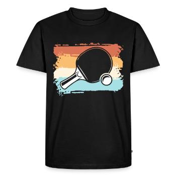 Ping-pong, joueur de ping-pong, raquettes, rétro - T-shirt Premium bio Homme - noir - Devant - Nico (187cm)
