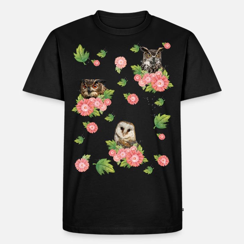 Eule und Eulen - Männer Premium Bio T-Shirt - Schwarz
