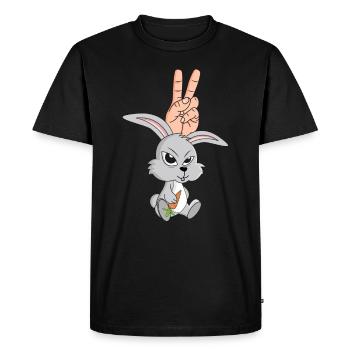 Lapin, lapin ou oreilles de lapin, c'est quoi le lapin de Pâques - T-shirt Premium bio Homme - noir - Devant - Nico (187cm)