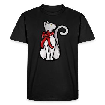 White Christmas Cat - Men's Premium Organic T-Shirt - black - Front - Nico (187cm)
