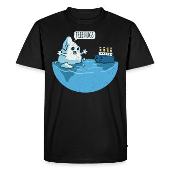 et navire disant Free Hugs Knuddel - T-shirt Premium bio Homme - noir - Devant - Nico (187cm)