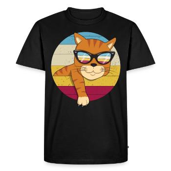 Vintage redhead cat sunglasses cat lover - Men's Premium Organic T-Shirt - black - Front - Nico (187cm)
