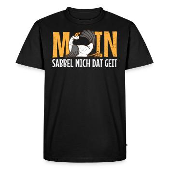 Low German Moin als Möwe sabbel nich dat geit - Men's Premium Organic T-Shirt - black - Front - Nico (187cm)