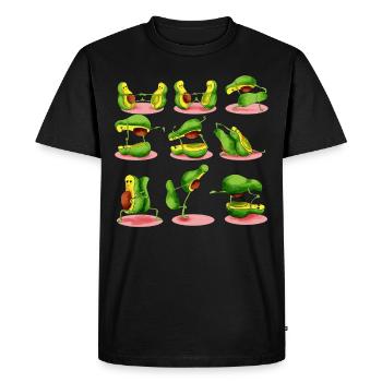 Yoga Veggie Avocado Couple Méditation Avocato - T-shirt Premium bio Homme - noir - Devant - Nico (187cm)