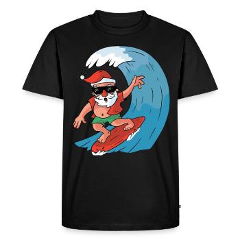 Père Noël surfant - T-shirt Premium bio Homme - noir - Devant - Nico (187cm)