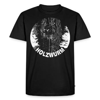 Holzwurm Holz Holzscheibe Holztafel Holzarbeiter - Männer Premium Bio T-Shirt - Schwarz - Vorne - Nico (187cm)