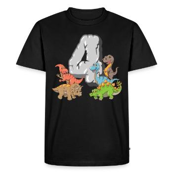 Dinosaure 4 ans enfants 4 anniversaire T-Rex Dino - T-shirt Premium bio Homme - noir - Devant - Nico (187cm)
