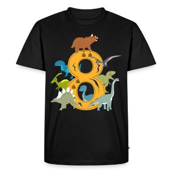 Anniversaire 8 ans dinosaure Dino 8e anniversaire - T-shirt Premium bio Homme - noir - Devant - Nico (187cm)