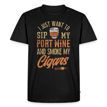 Mens Port Wine Fan Gift I Vinho Do Porto and - Men's Premium Organic T-Shirt - black - Front - Nico (187cm)