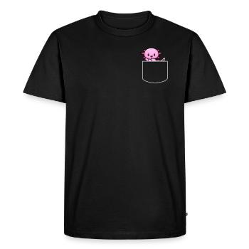 Axolotl in Chest Pocket Pocket Axolotl - Men's Premium Organic T-Shirt - black - Front - Nico (187cm)