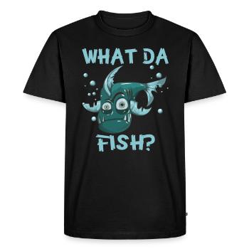 What the Fish What to Fish Funny Angler Motif - Men's Premium Organic T-Shirt - black - Front - Nico (187cm)