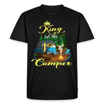 Caravan King of the Camper Camper Camping Fan - Men's Premium Organic T-Shirt - black - Front - Nico (187cm)