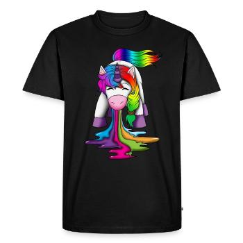 Licorne vomit créatures mythiques arc-en-ciel - T-shirt Premium bio Homme - noir - Devant - Nico (187cm)