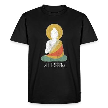 Funny buddha buddhism meditation peace dharma zen - Men's Premium Organic T-Shirt - black - Front - Nico (187cm)