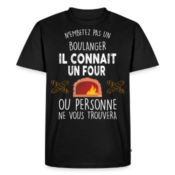Boulangerie, idée cadeau humour métier boulanger - T-shirt Premium bio Homme - noir - Devant - Nico (187cm)
