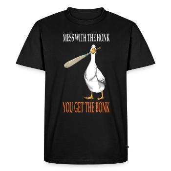 Mess with the Honk d’oie Gamer gigot en bois - T-shirt Premium bio Homme - noir - Devant - Nico (187cm)