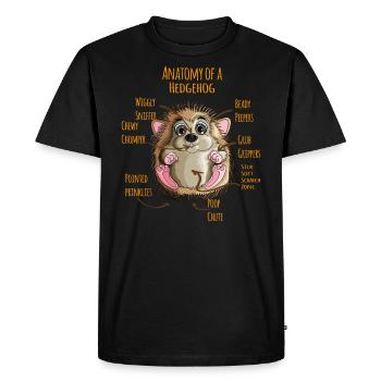 Anatomy of a Hedgehog Les parties du corps des amateurs de hérisson - T-shirt Premium bio Homme - noir - Devant - Nico (187cm)