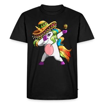 Unicorn with sombrero and rattle Unicorn Fiesta - Men's Premium Organic T-Shirt - black - Front - Nico (187cm)
