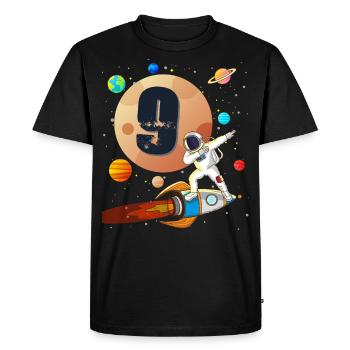 9.Anniversaire pour astronautes jeune fusée lune - T-shirt Premium bio Homme - noir - Devant - Nico (187cm)