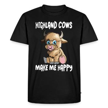 Highland Cows make me Happy Highlandrind agriculteur - T-shirt Premium bio Homme - noir - Devant - Nico (187cm)