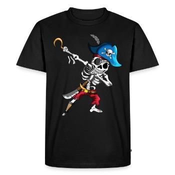 Dabbing Pirate Skeleton Eye patch Pirate Ship - Men's Premium Organic T-Shirt - black - Front - Nico (187cm)