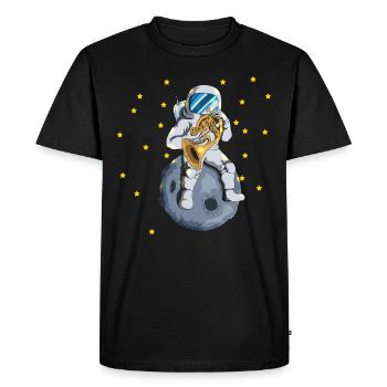 Astronaut Moon Universe Stars French Horn Brass Music - Men's Premium Organic T-Shirt - black - Front - Nico (187cm)