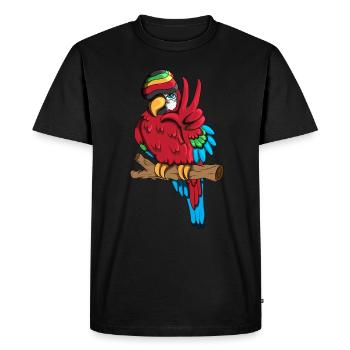 Drôle de perroquet Oiseau Oiseau Oiseau Oiseau Signe de paix - T-shirt Premium bio Homme - noir - Devant - Nico (187cm)