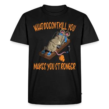 Drôle d’entraînement de souris Piège à souris Fitness Cheese - T-shirt Premium bio Homme - noir - Devant - Nico (187cm)