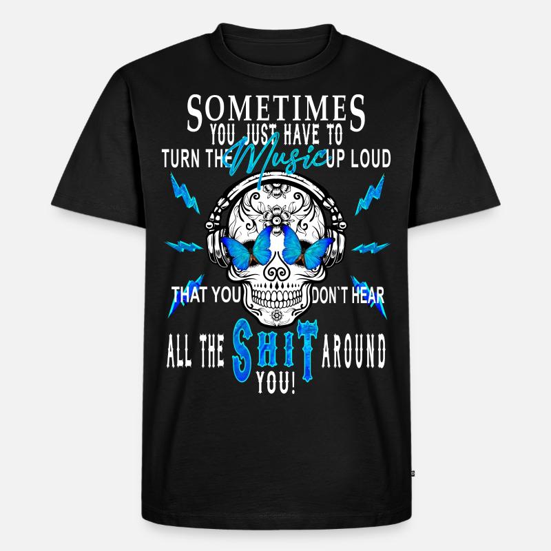 Musik Skull - Männer Premium Bio T-Shirt - Schwarz