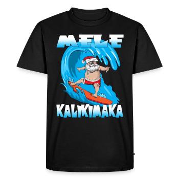 Mele Kalikimaka Noël à Hawaii Père Noël - T-shirt Premium bio Homme - noir - Devant - Nico (187cm)
