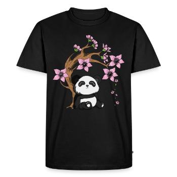 Panda Bear Tree Cherry Blossom Bambou Happy Panda - T-shirt Premium bio Homme - noir - Devant - Nico (187cm)
