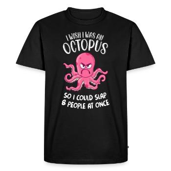 Octopus Octopus Ocean i wish i was an Octopus - Men's Premium Organic T-Shirt - black - Front - Nico (187cm)
