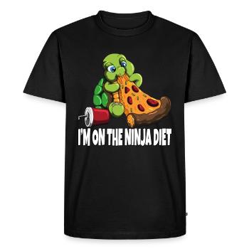Pizza Turtle Fun Funny Diets Design - Men's Premium Organic T-Shirt - black - Front - Nico (187cm)