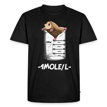 Professeur de chimie 1 Mole / L Mole Chimie Science - T-shirt Premium bio Homme - noir - Devant - Nico (187cm)
