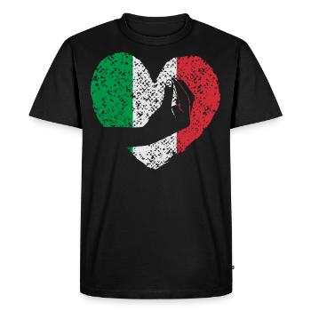 Italie. Geste de la main typiquement italien avec le cœur. - T-shirt Premium bio Homme - noir - Devant - Nico (187cm)
