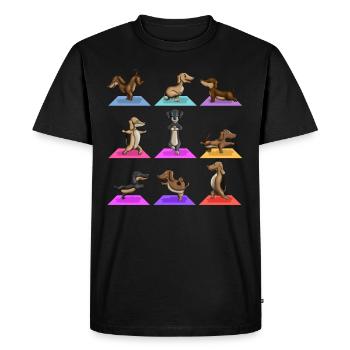 Yoga Race de chien Teckel Méditant Animaux de compagnie - T-shirt Premium bio Homme - noir - Devant - Nico (187cm)