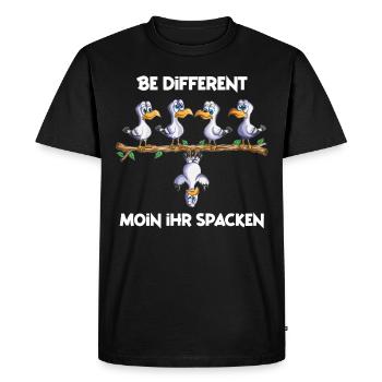 Mouettes Mouettes Seagulls Saying Moin ihr Spacken Allemagne du Nord - T-shirt Premium bio Homme - noir - Devant - Nico (187cm)