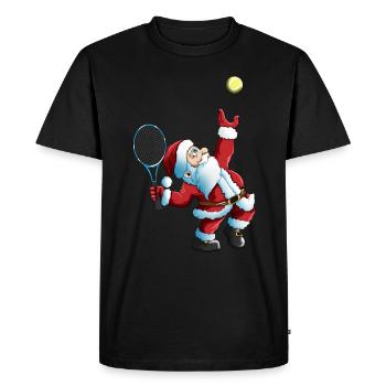 Jeu de tennis du Père Noël Raquette de tennis Noël - T-shirt Premium bio Homme - noir - Devant - Nico (187cm)