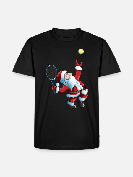 Jultomten Tennis Spel Tennis Racket Xmas - Ekologisk premium-T-shirt herr - svart