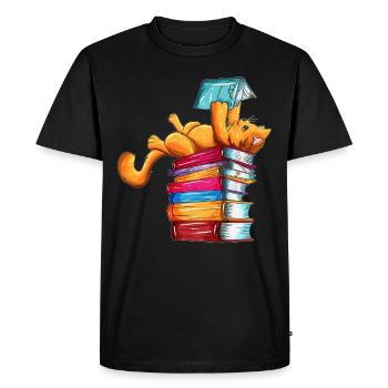 Cats Books Newspaper Reader Reader Outfit - T-shirt Premium bio Homme - noir - Devant - Nico (187cm)