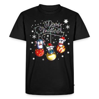 Merry Christmas Penguin Christmas Balls Xmas - Men's Premium Organic T-Shirt - black - Front - Nico (187cm)