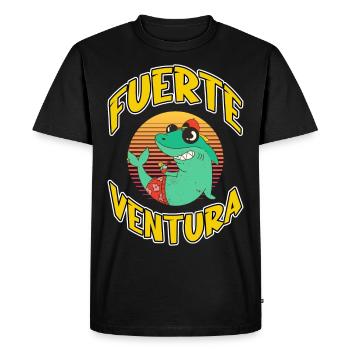 Fuerteventura Summer Sun Beach Sea Palms Shark - Men's Premium Organic T-Shirt - black - Front - Nico (187cm)